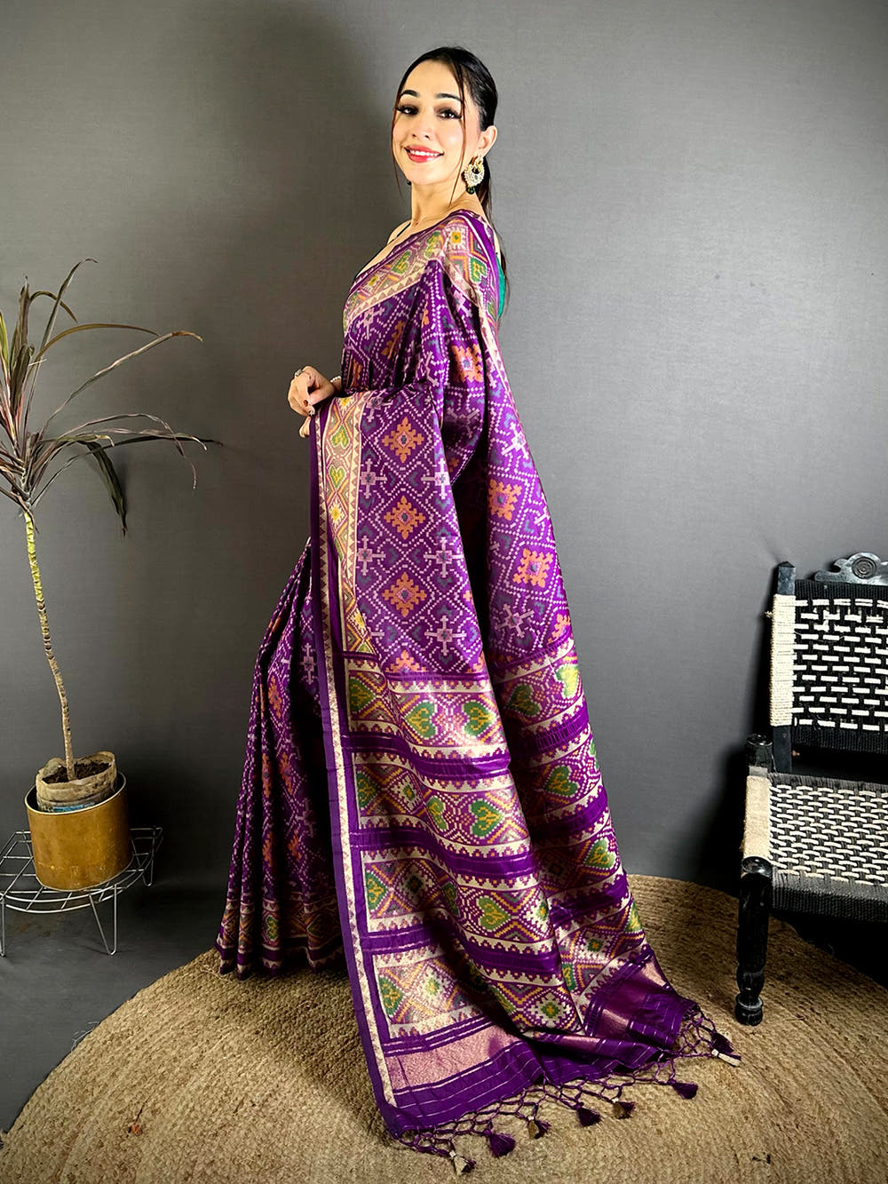 Purple Patola Weaving Sami Silk Saree