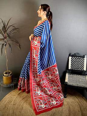 Stylish Patola Printed Tussar Saree