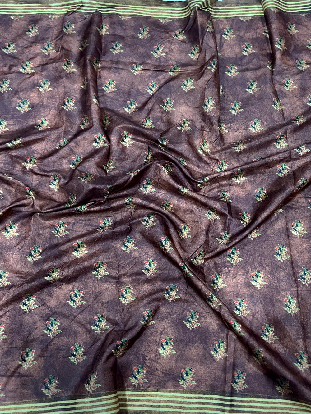 Rust Soft Dola Silk Printed Saree