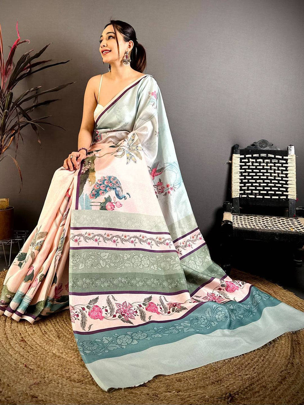 Classic Manipuri Ombre Block Print Saree
