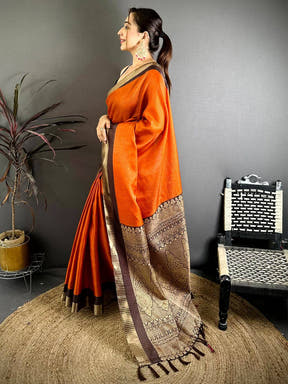 Royal Dusty Tone Tussar Zari Chex Saree
