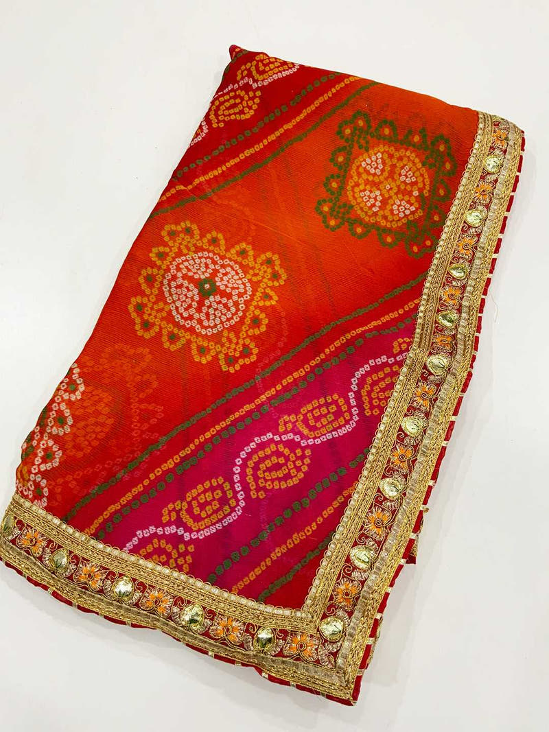 Bandhani Beauty Foil Work Saree