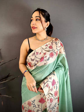 Radiance Floral Border Tussar Saree