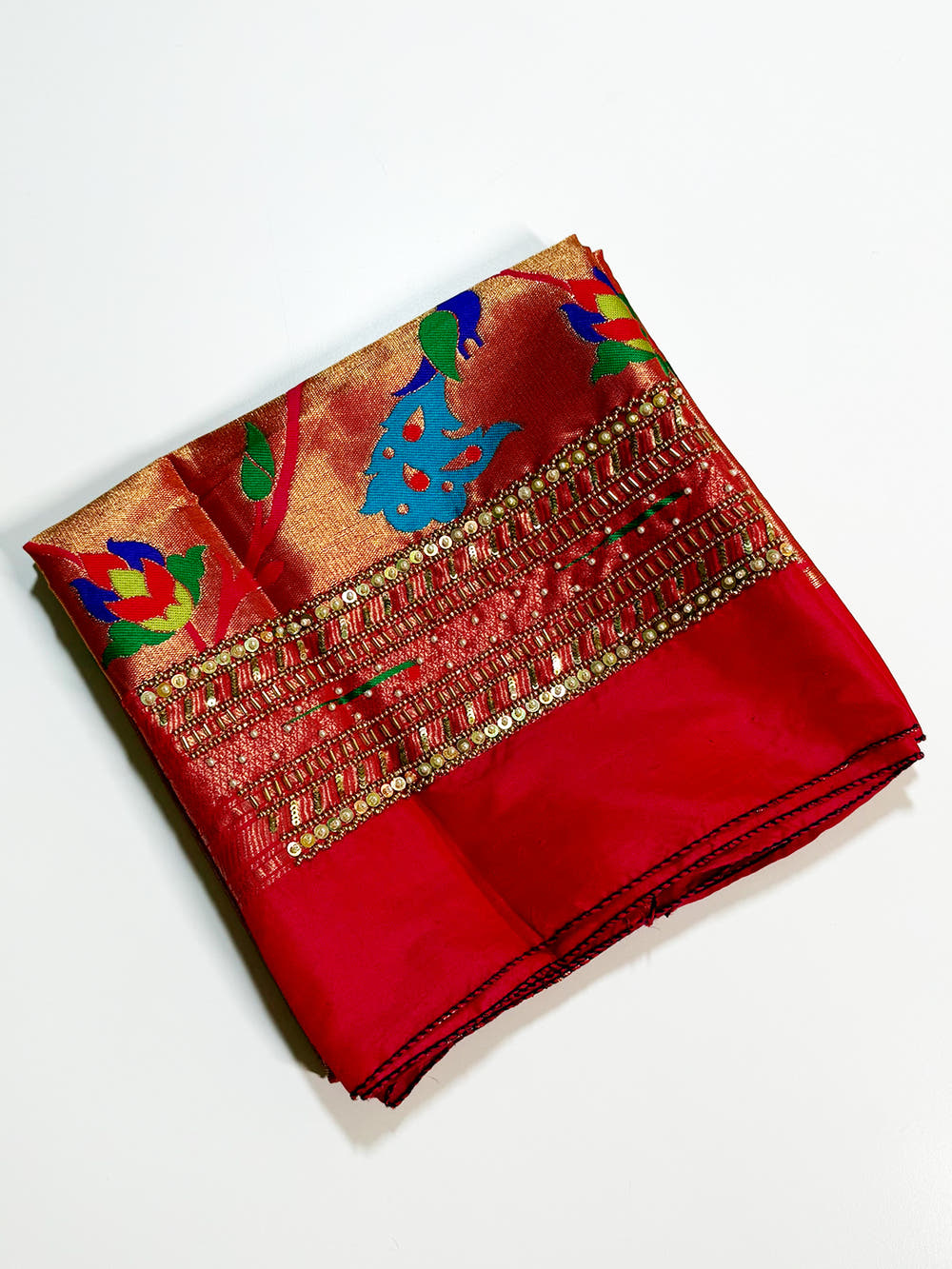 Rani Pink Yeola Paithani Soft Silk Saree With Maggam Blouse