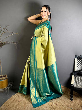 
Artisan Banarasi Katan Contrast Border Saree