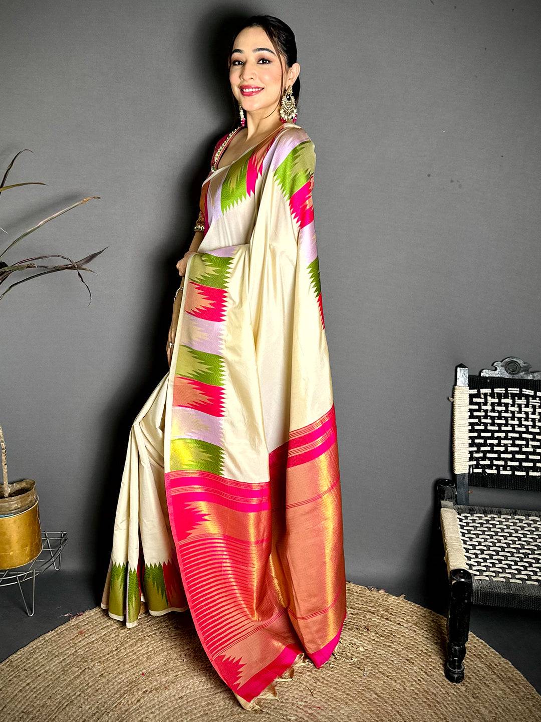 Classic Kanchi Rudraksha Zari Butta Saree