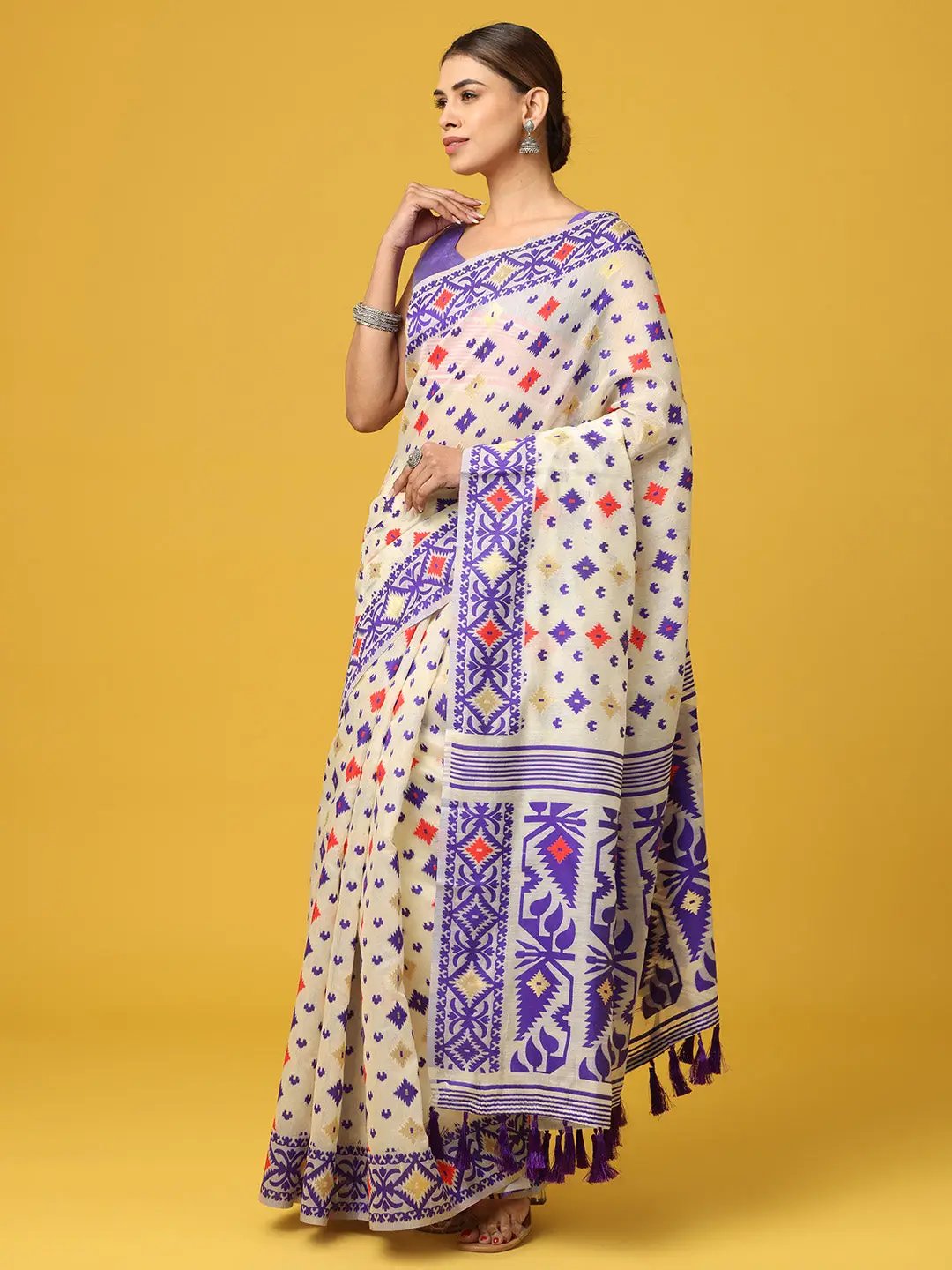  Dhakai Jamdani Cotton Silk Saree