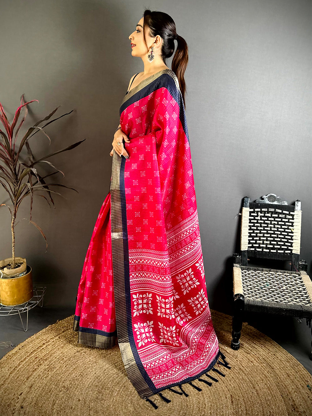 Opulent Tussar Black Zari Weave Saree