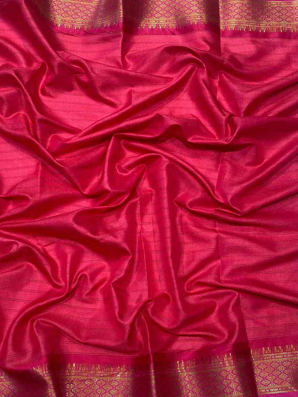 Close-up of pink Uppada Silk Saree fabric