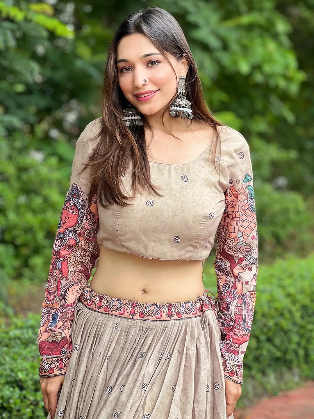 Beige Lehenga Set showcasing Kalamkari craftsmanship