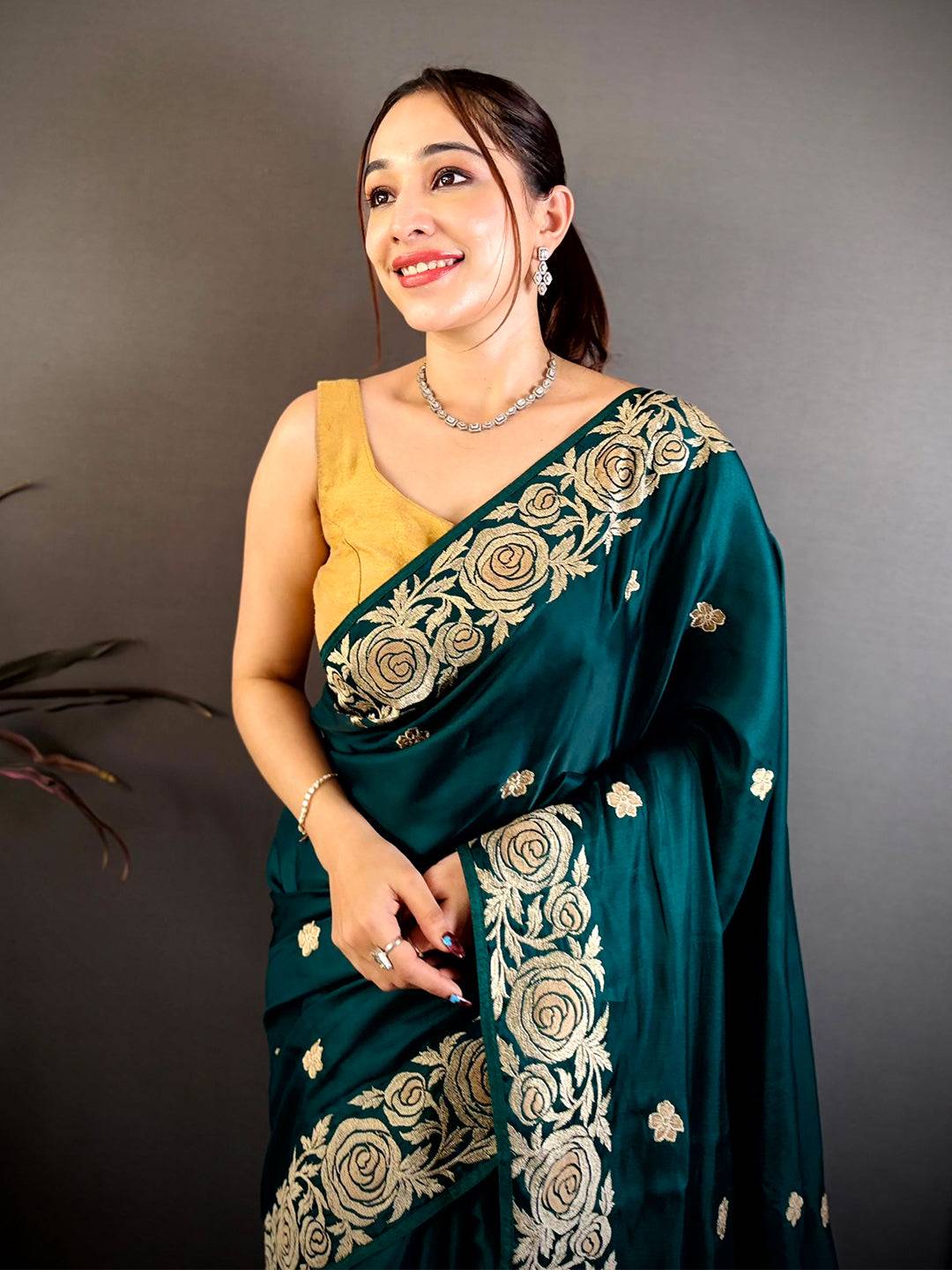 Rama Aari Jhalar Tussar Satin Saree