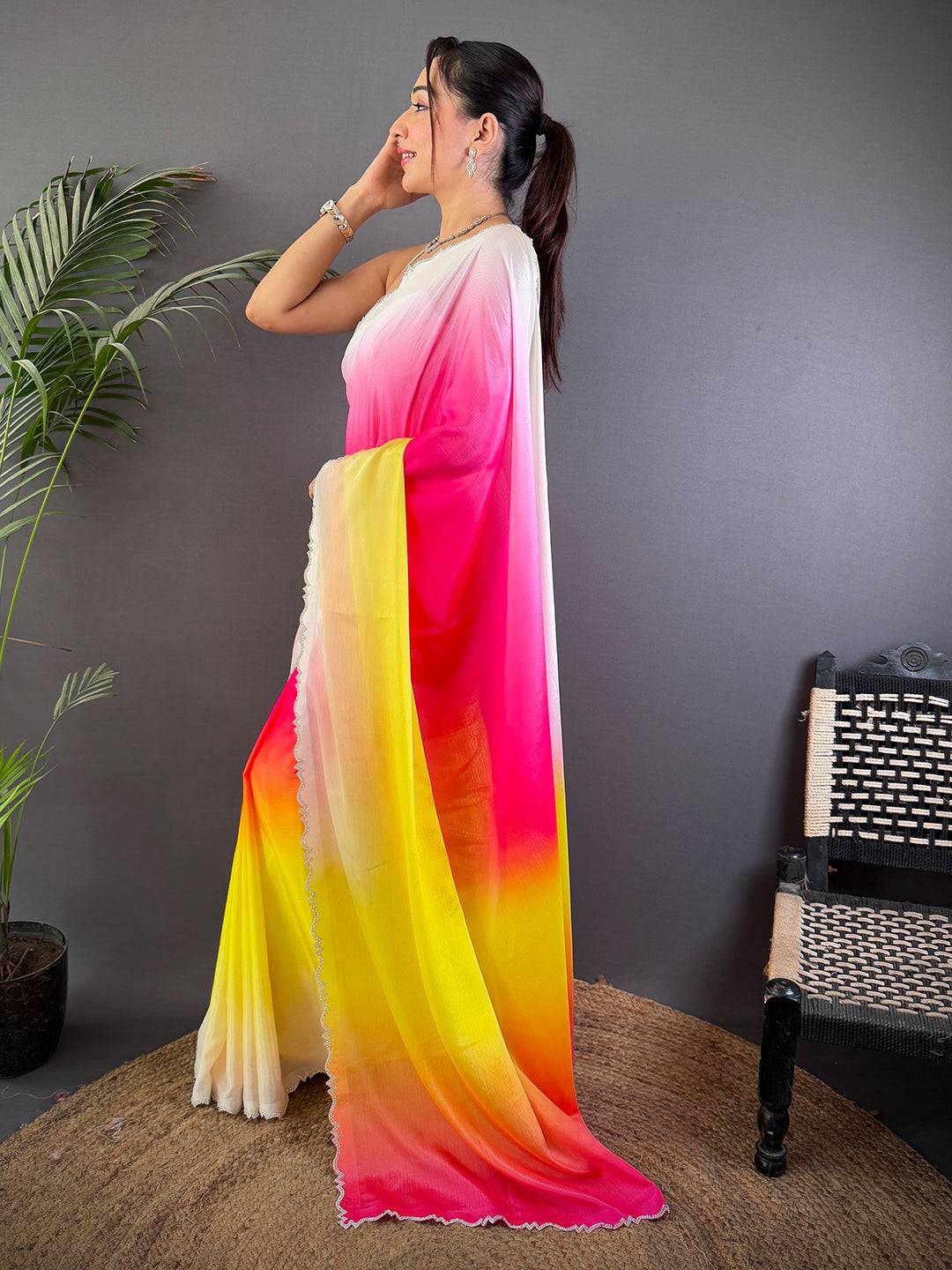 Radiant Soft Chiffon Ombre Print Saree

