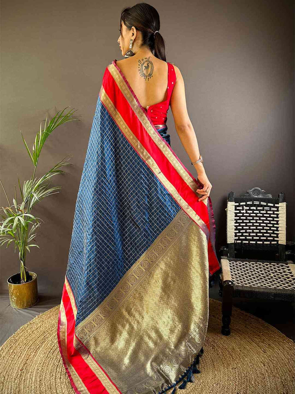 Royal Blue Silk Woven Kanchi Banarasi Saree

