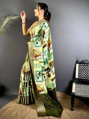 Radiance Self Zari Chex Viscose Dola Saree