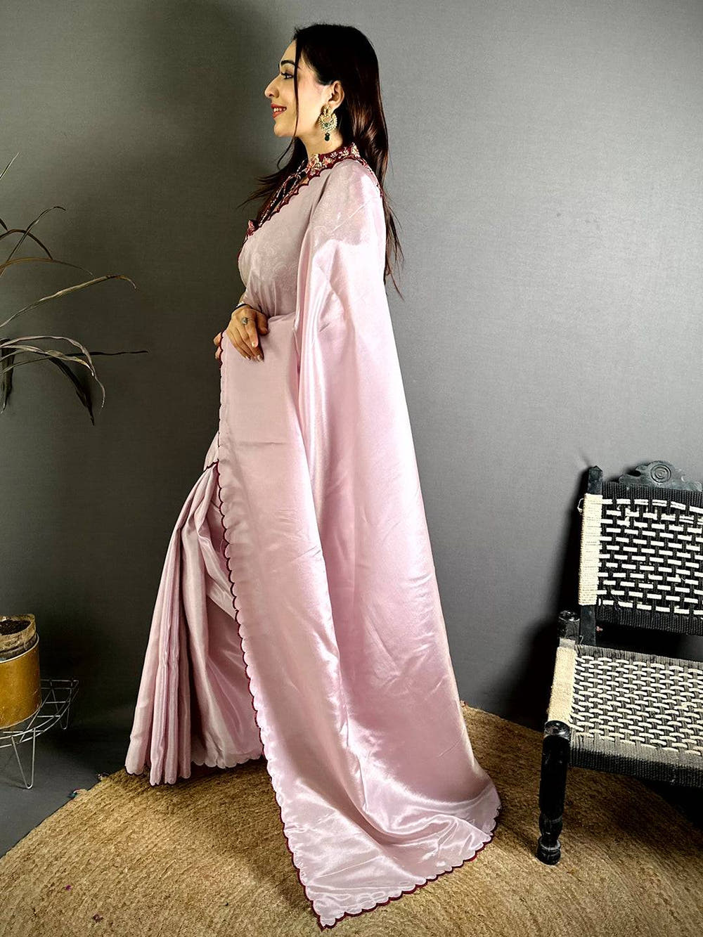 Artisan Contrast Printed Blouse Silk Saree