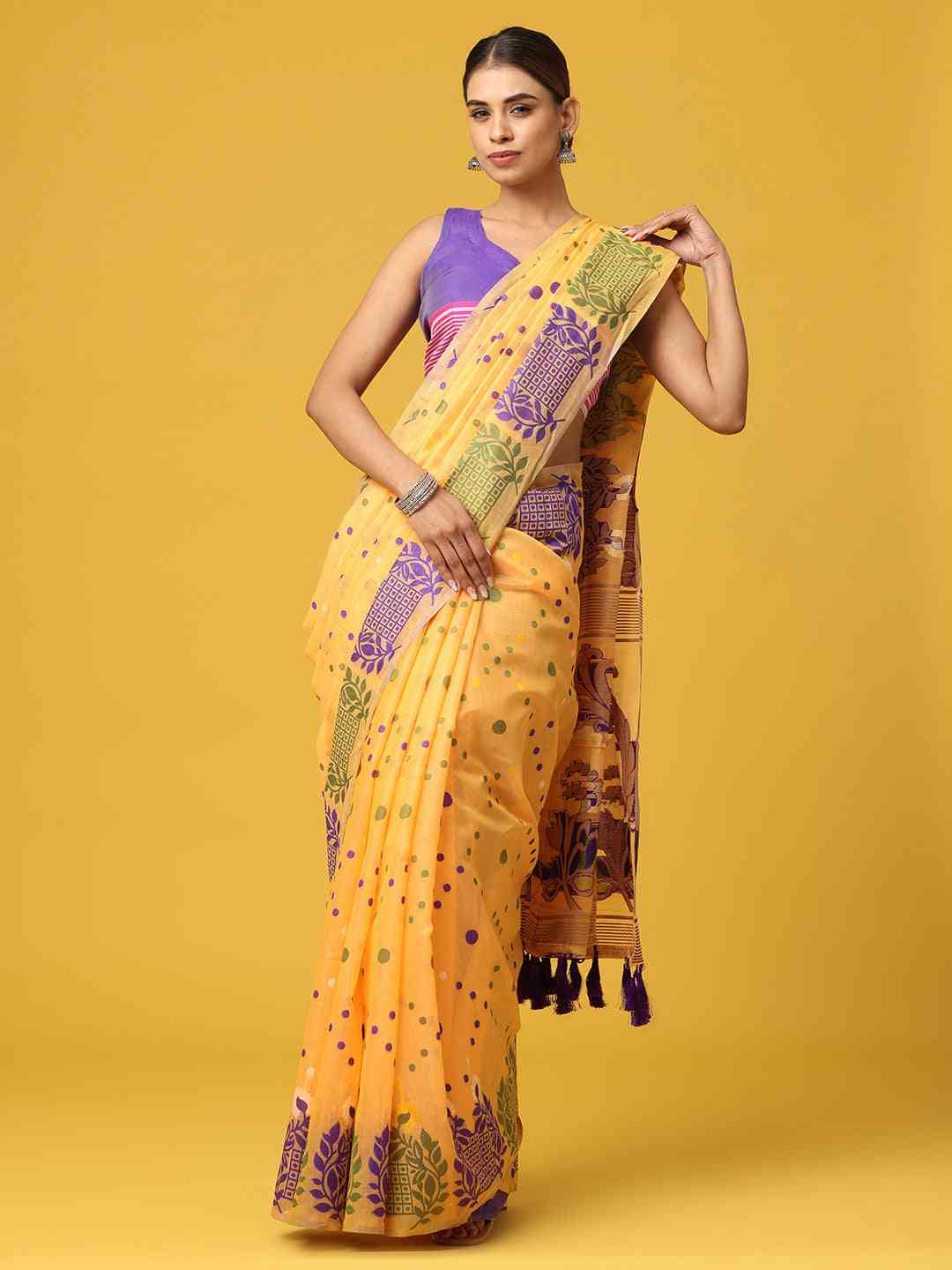  Dhakai Jamdani Cotton Silk Saree