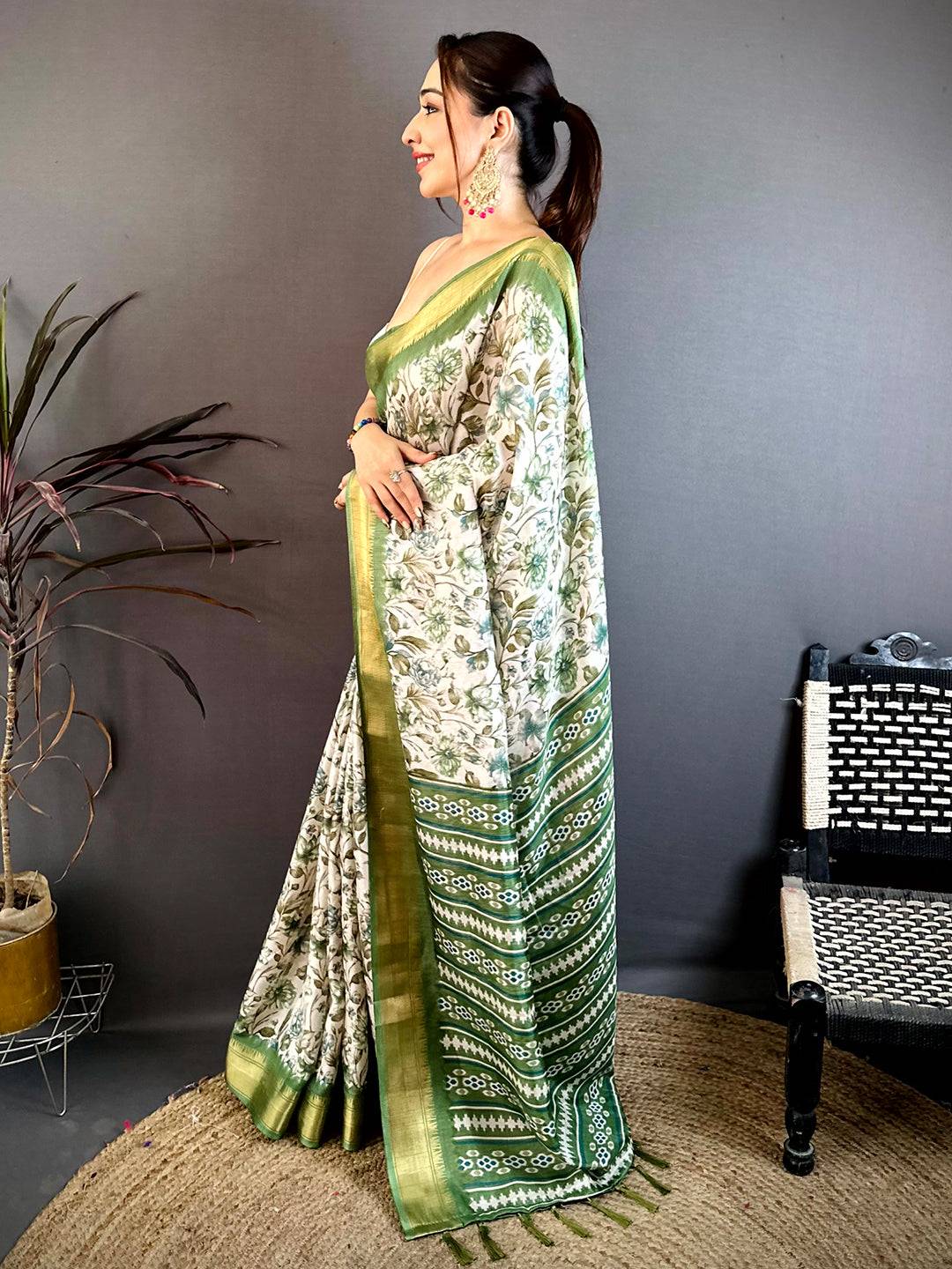 Green Floral Beauty Designer Saree