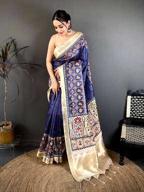 Majestic Navy Soft Kanchi Silk Saree