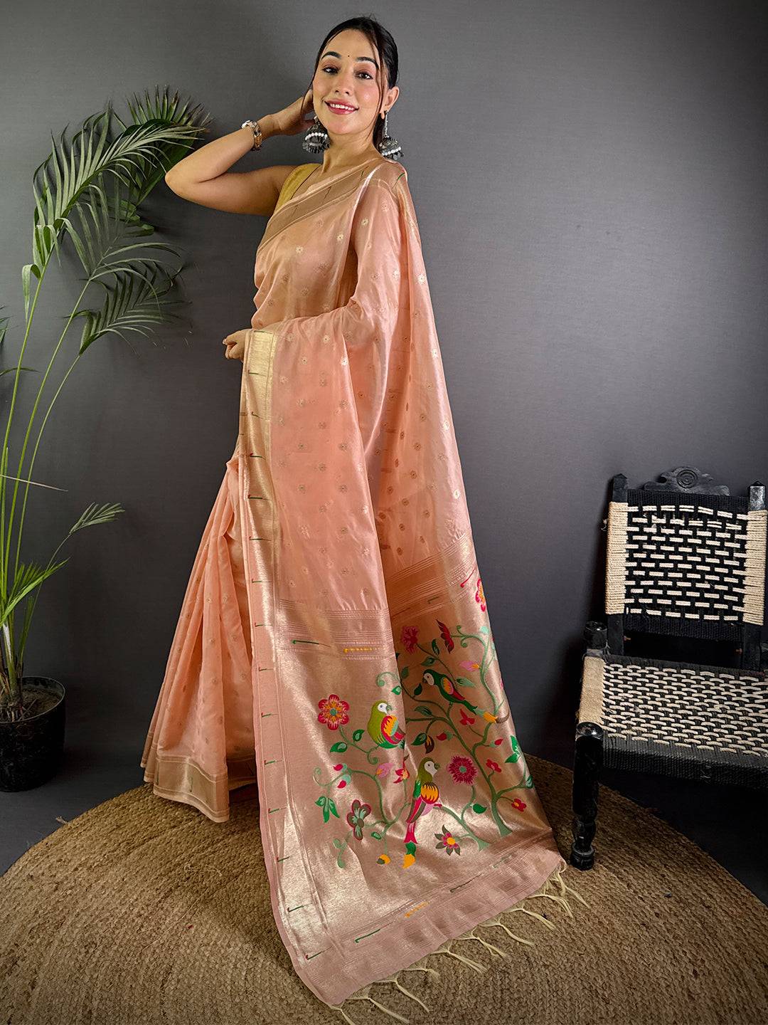 Royal Minakari Weave Soft Organza Paithani Saree

