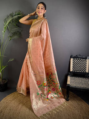 Royal Minakari Weave Soft Organza Paithani Saree

