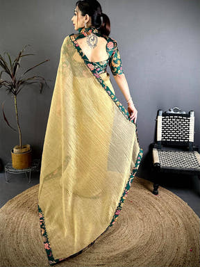 Opulent Contrast Printed Blouse Silk Saree