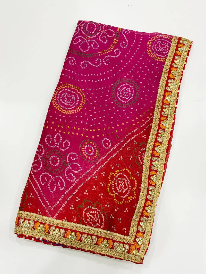Soft Chinnon Chiffon Foil Work Saree