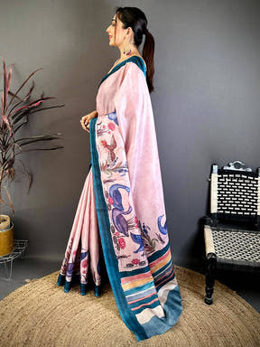 Majestic Kalamkari Print Tussar Saree