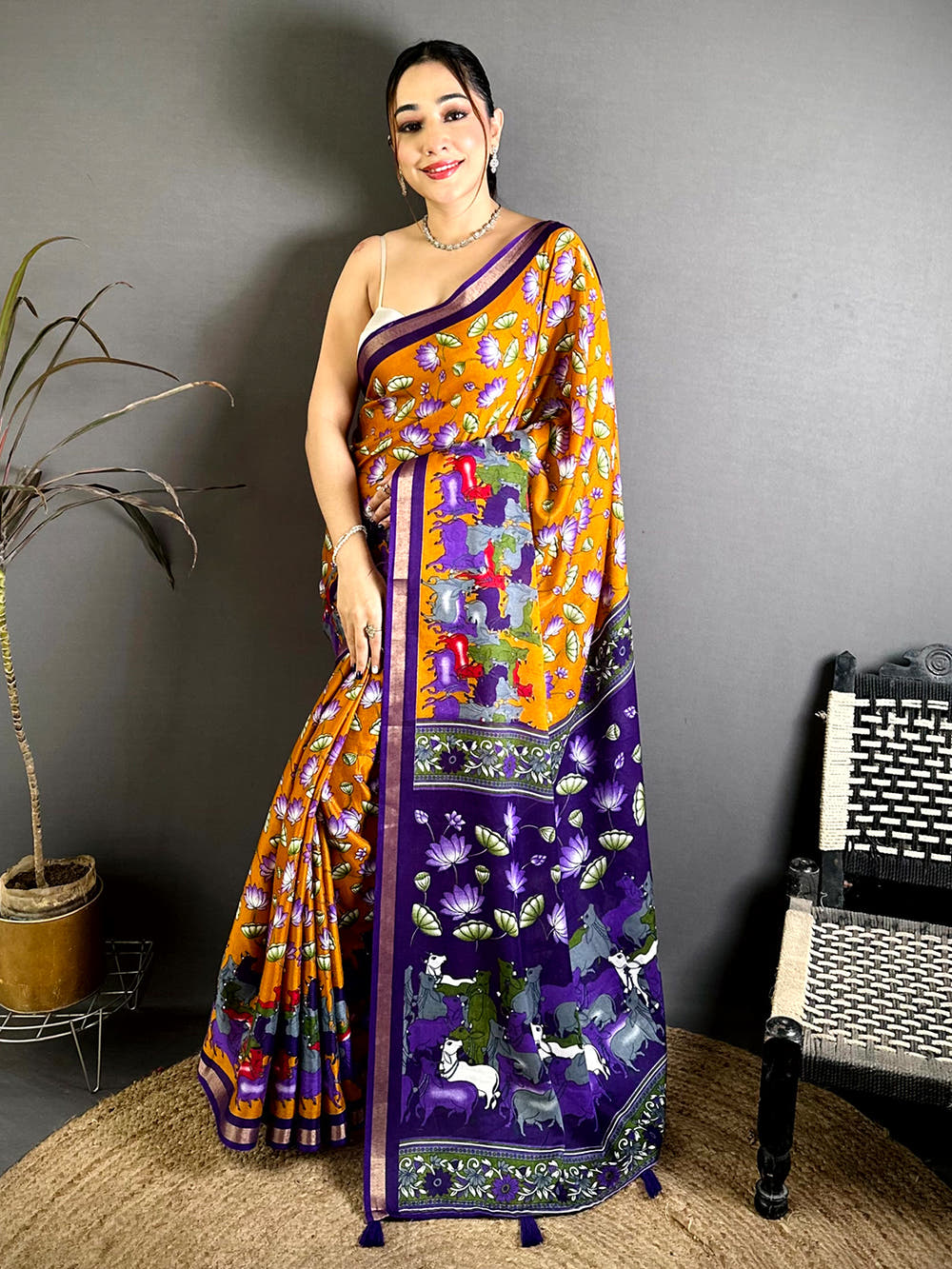 Classic Mul Cotton Pichwai Kalamkari Saree