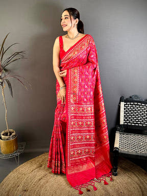 Radiant Semi Ikkat Patola Kanchi Zari Saree