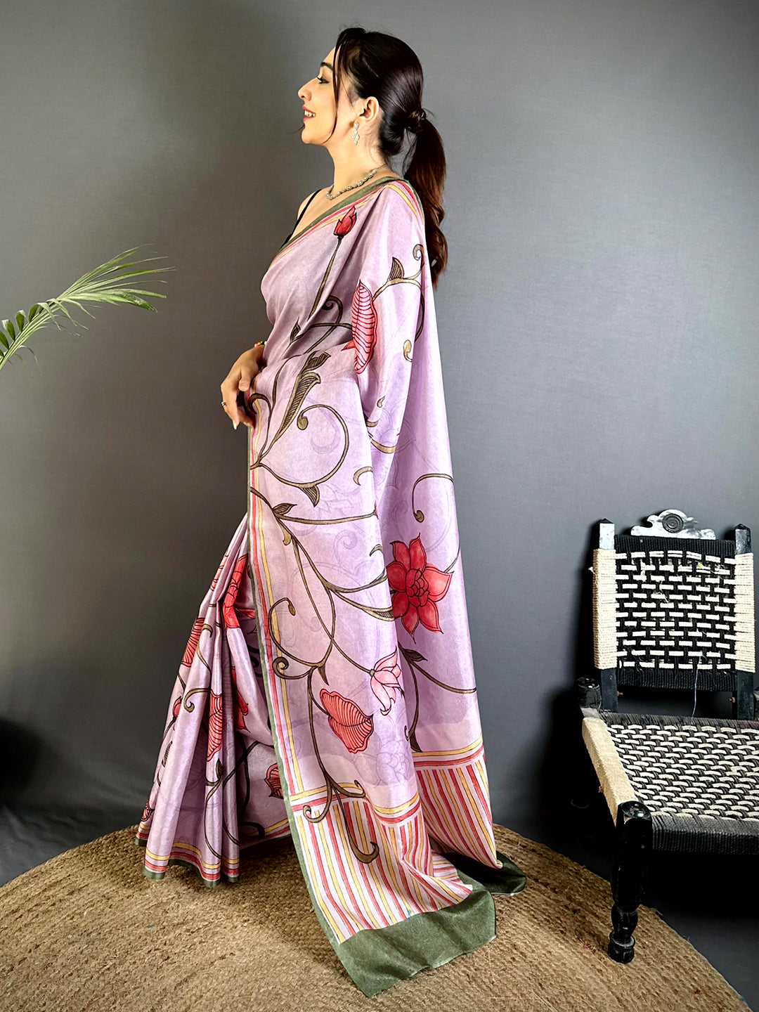 Regal Flora Kalamkari Tussar Saree