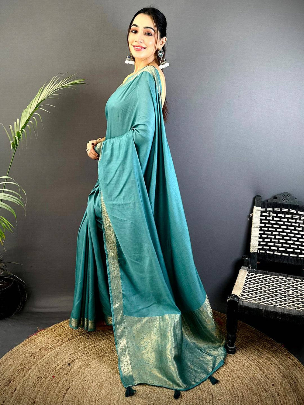 Rama Hand-Dyed Pure Viscose Saree