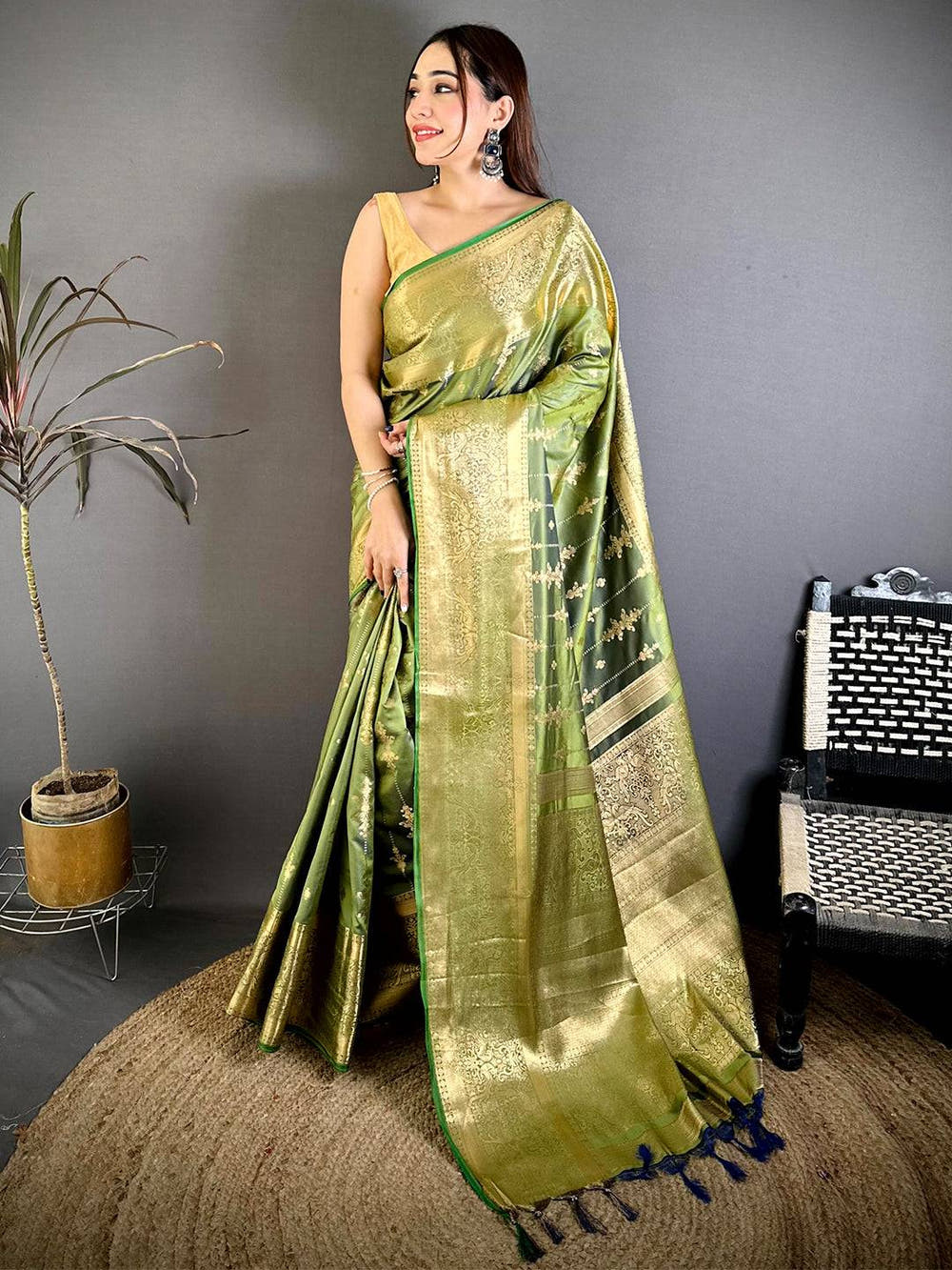 Radiant Banarasi Katan Big Zari Border Saree