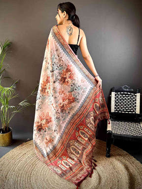 Blue Tussar Blossom Saree
