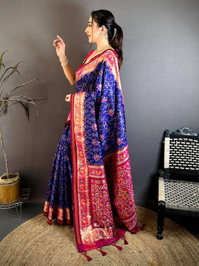 Exclusive Double Ikkat Patola Zari Saree