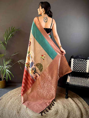 Pastel Blue Soft Crepe Silk Digital Ombre Saree