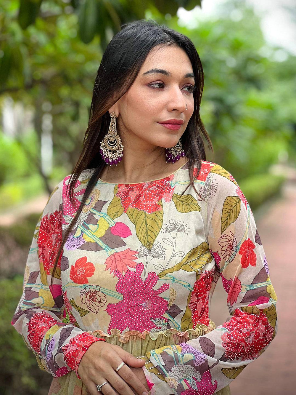 Oyster Floral Swaroski Dress
