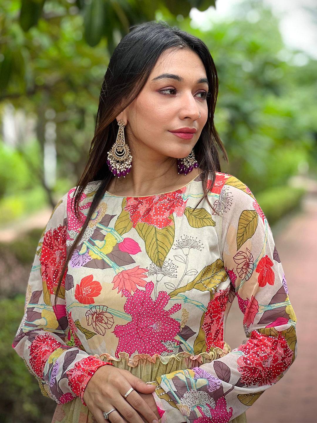 Oyster Floral Swaroski Dress