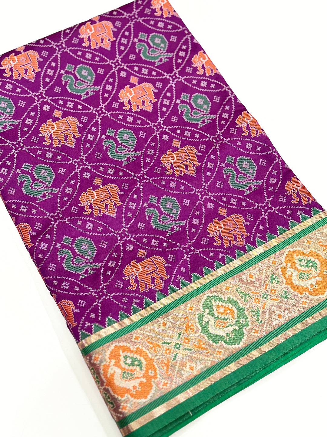 Elegant Wine Pochampally Patola Silk Saree