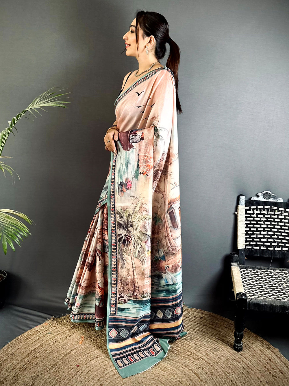 Opulent Free-Hand Semi Tussar Saree