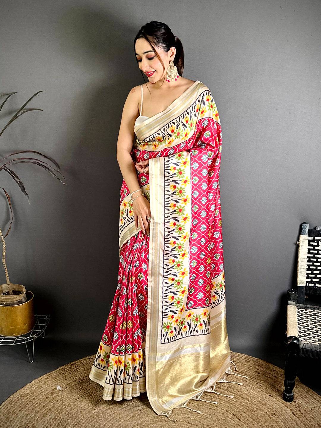 Radiance Digital Ikkat Kanchi Silk Saree