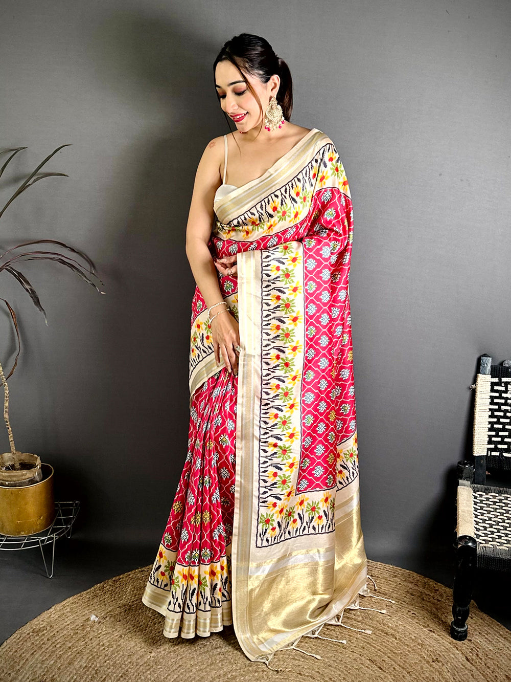 Radiance Digital Ikkat Kanchi Silk Saree