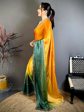 Soft Silk Ombre Zarkhond Stone Work Saree