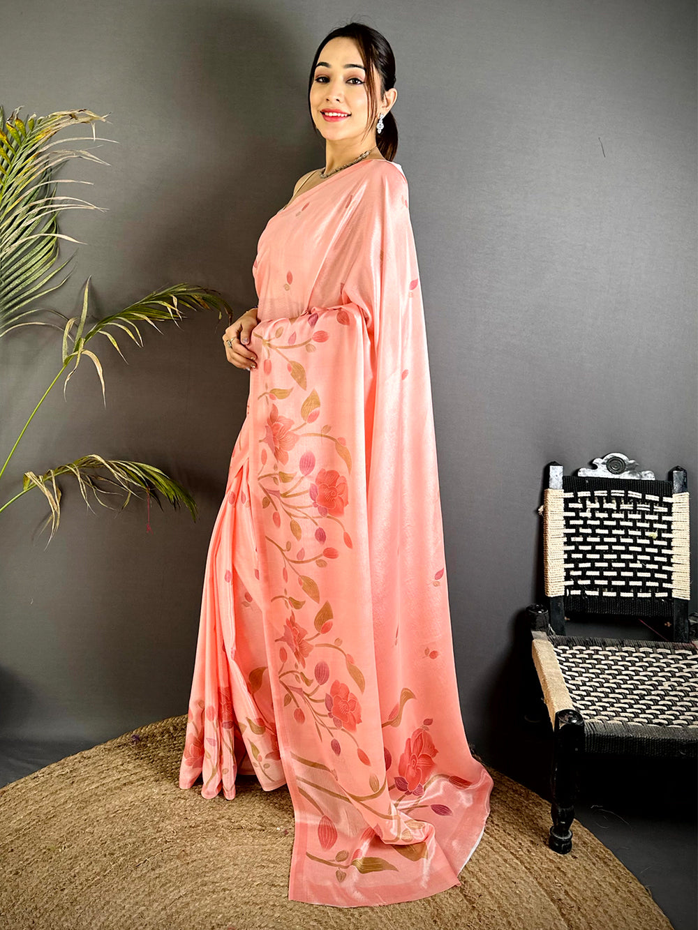 Regal Soft Chinnon Chiffon Floral Saree