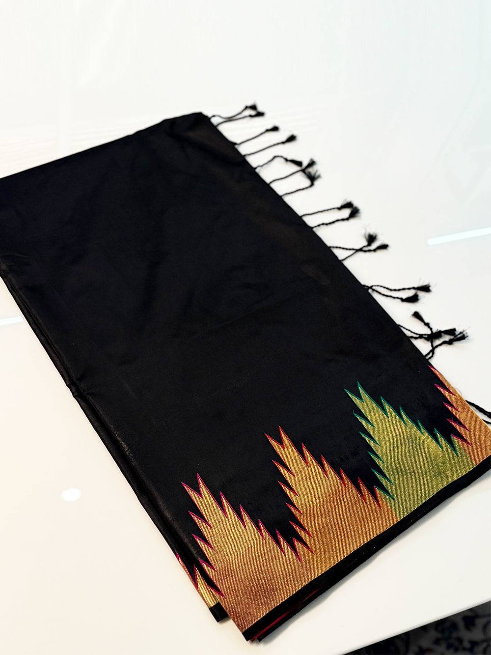 Black Copper Radiance Katan Silk Saree