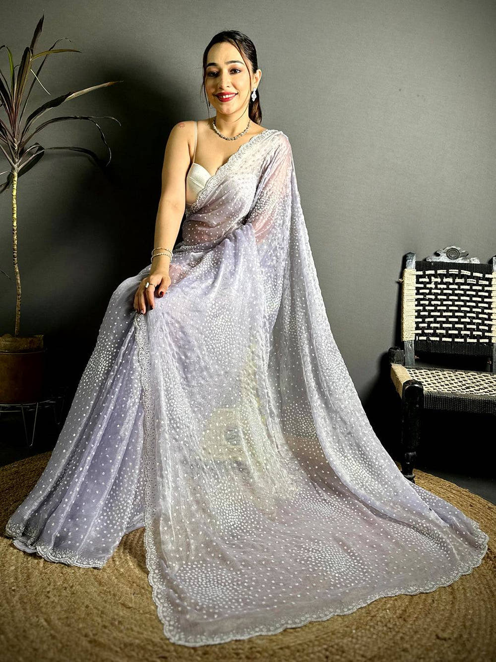 Radiant Chiffon Satin Silk Sequinne Saree
