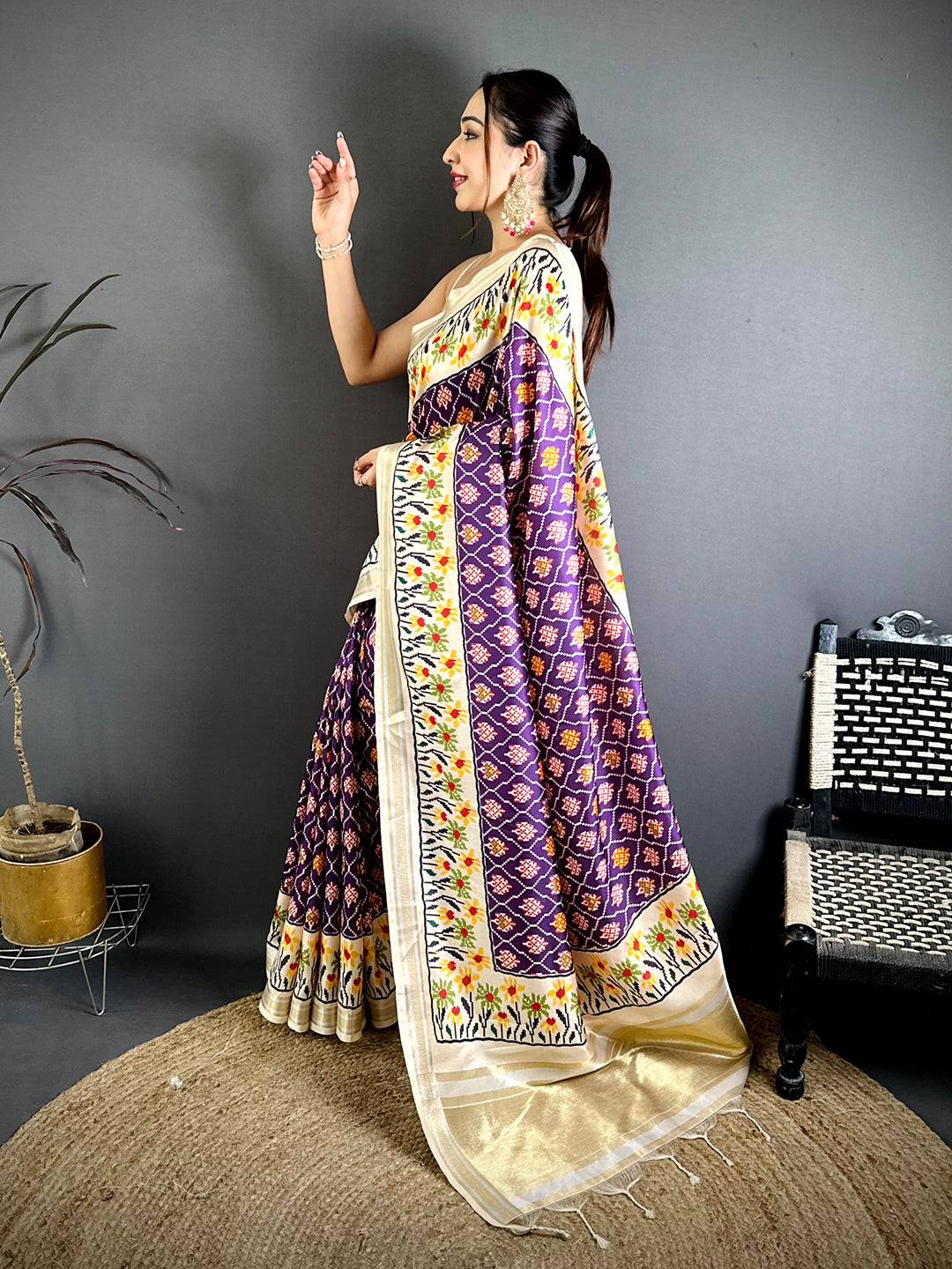 Exclusive Digital Ikkat Kanchi Silk Saree