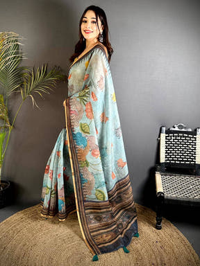 Classic Pichwai Linen Tissue Saree


