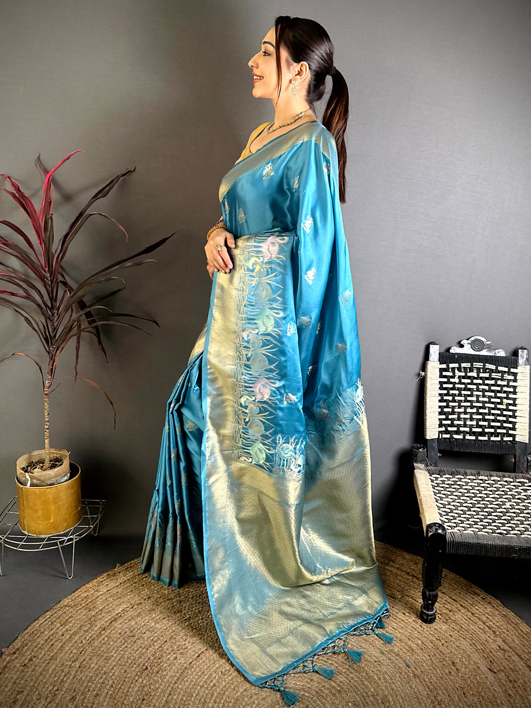 Heritage Minakari Satin Silk Saree