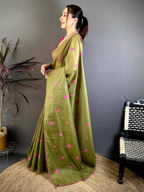 Radiant Mul Cotton Floral Weaving Saree