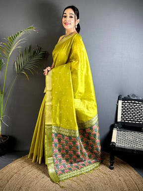 Green Minakari Paithani Raw Silk Saree


